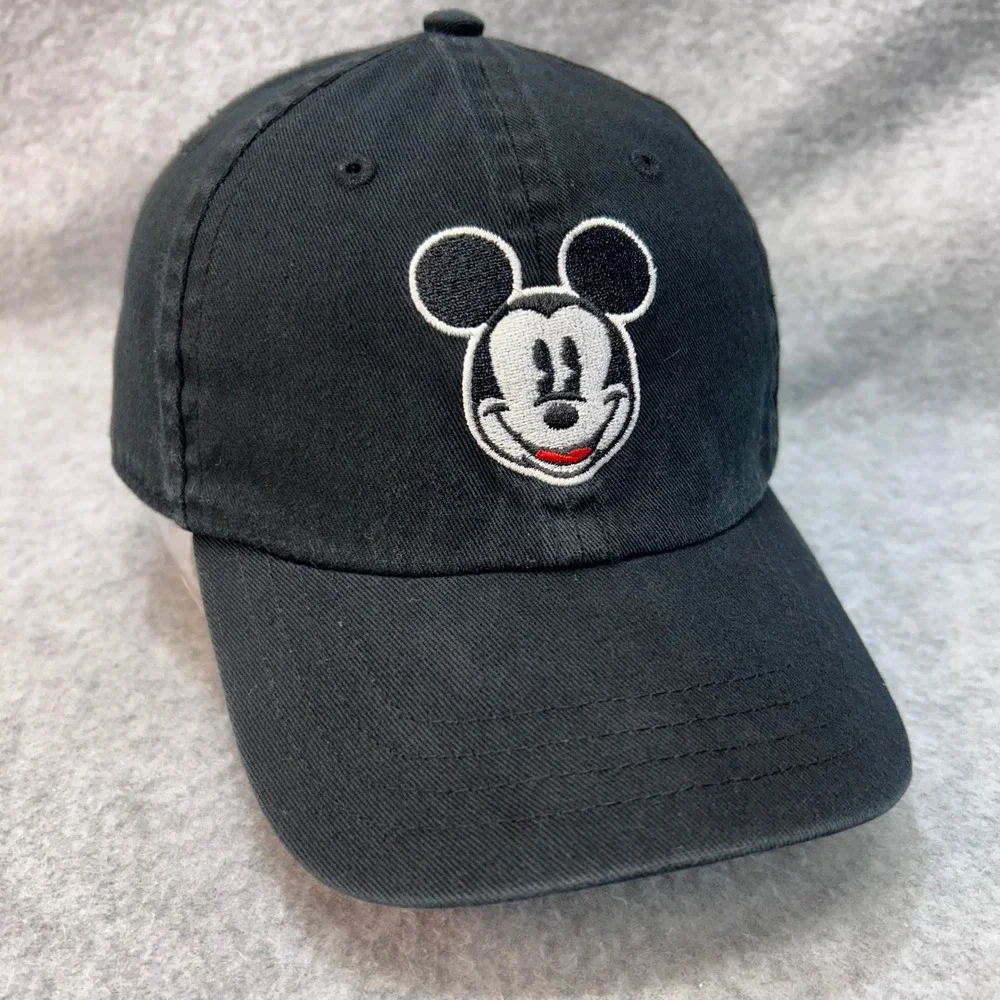 Mickey Mouse Kids Black Disney Baseball Cap Embroidered Elastic Back Size M